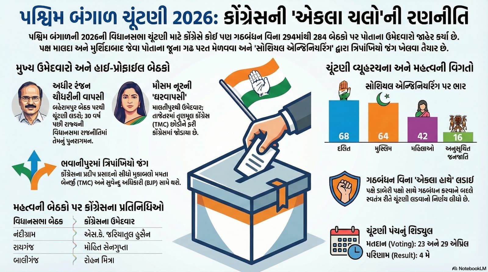 Congress' 'single-handed' entry into the battlefield of Bengal: Candidates declared for 284 seats, know whose game will be spoiled and who will benefit?