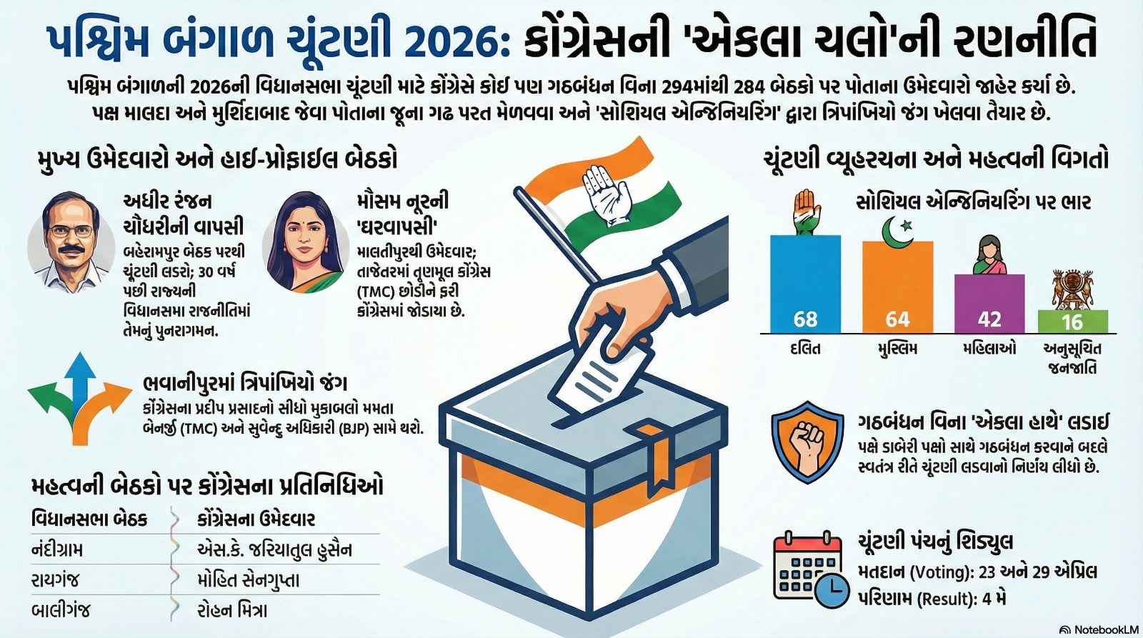 Congress' 'single-handed' entry into the battlefield of Bengal: Candidates declared for 284 seats, know whose game will be spoiled and who will benefit?
